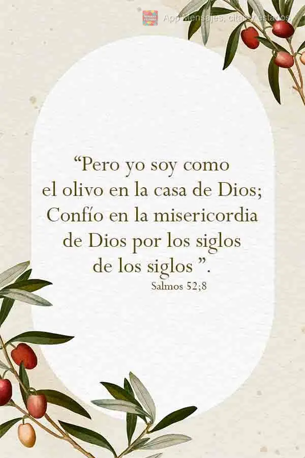 “Pero yo soy como el olivo en la casa de Dios; Confío en la misericordia de Dios por los siglos de los siglos ”. Salmos 52;8