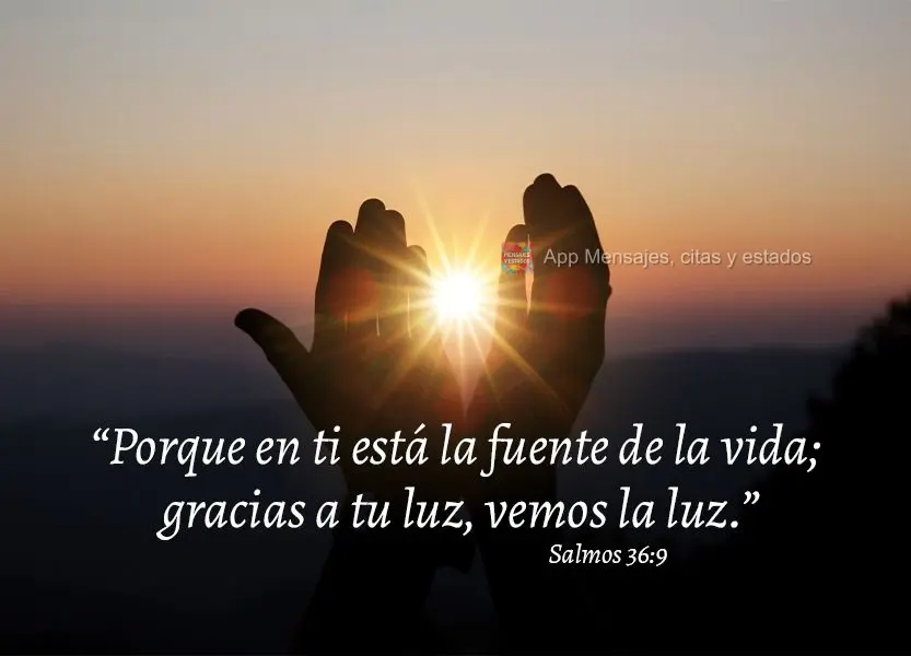“Porque en ti está la fuente de la vida; gracias a tu luz, vemos la luz.” Salmos 36:9