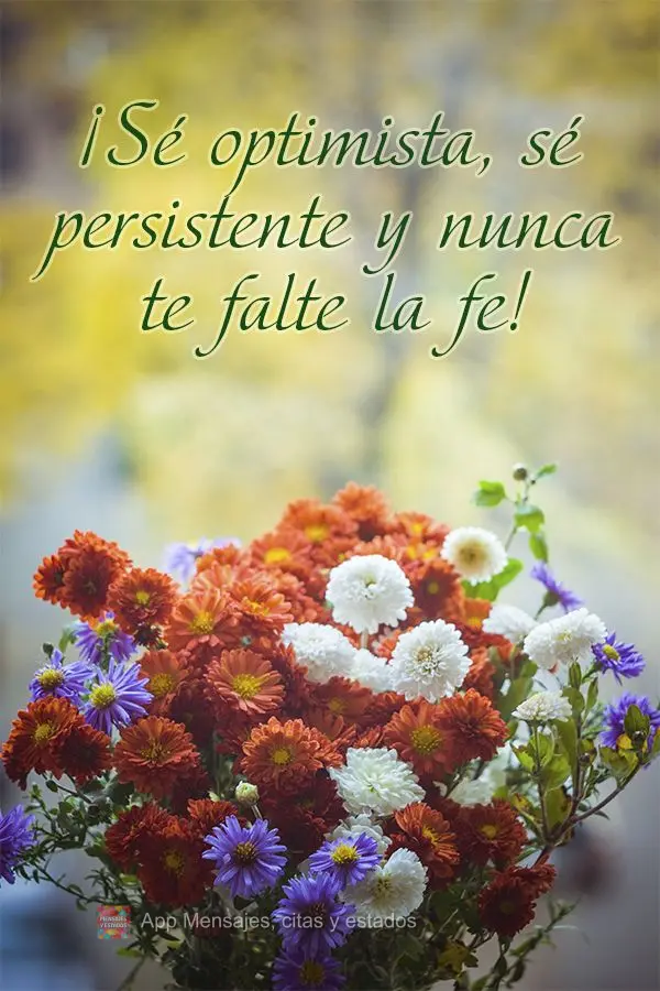 ¡Sé optimista, sé persistente y nunca dejes de tener fe!