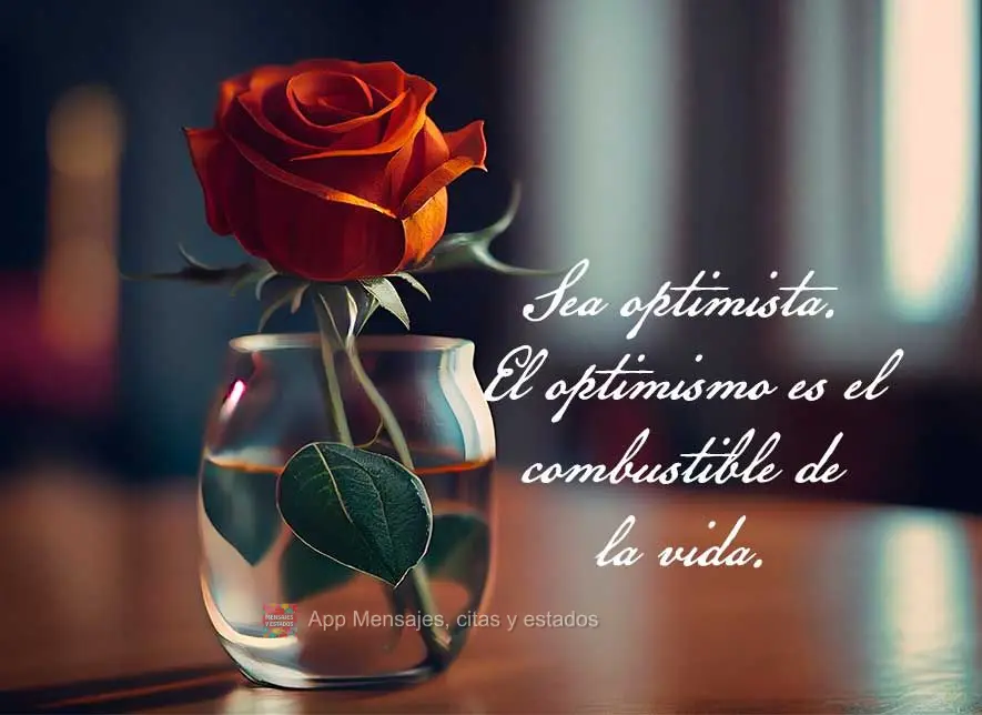 Sea optimista. El optimismo es el combustible de la vida.