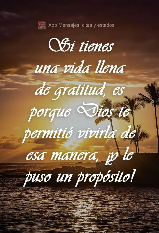 Si tienes una vida llena de gratitud, es porque Dios te permitió vivirla de esa manera, ¡y le puso un propósito!