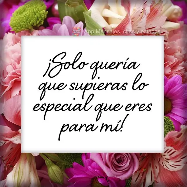 ¡Solo quería que supieras lo especial que eres para mí!