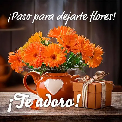 ¡Paso para dejarte flores! ¡Te adoro!