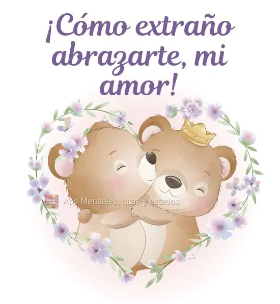 ¡Cómo extraño abrazarte, mi amor!