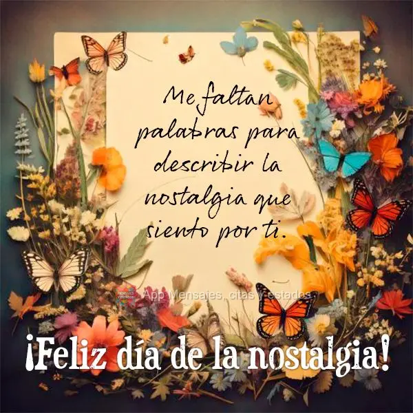 Me faltan palabras para describir la nostalgia que siento por ti. ¡Feliz día de la nostalgia!