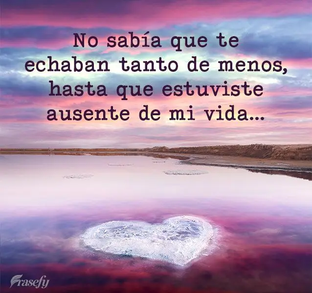 No sabía que te echaban tanto de menos, hasta que estuviste ausente de mi vida…