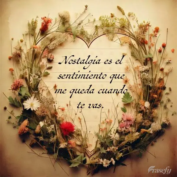 Nostalgia es el sentimiento que me queda cuando te vas.