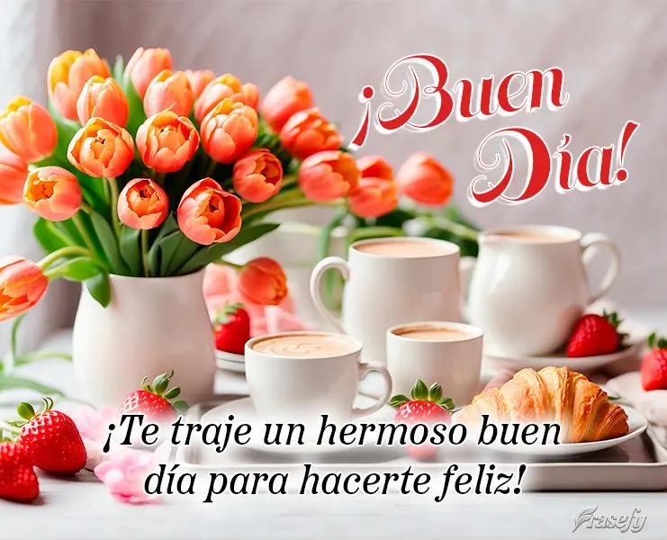 ¡Te traje un hermoso buen día para hacerte feliz! ¡Buen día!