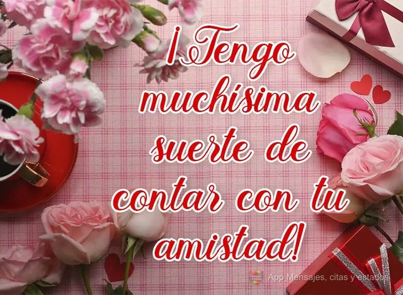 ¡Tengo muchísima suerte de contar con tu amistad!