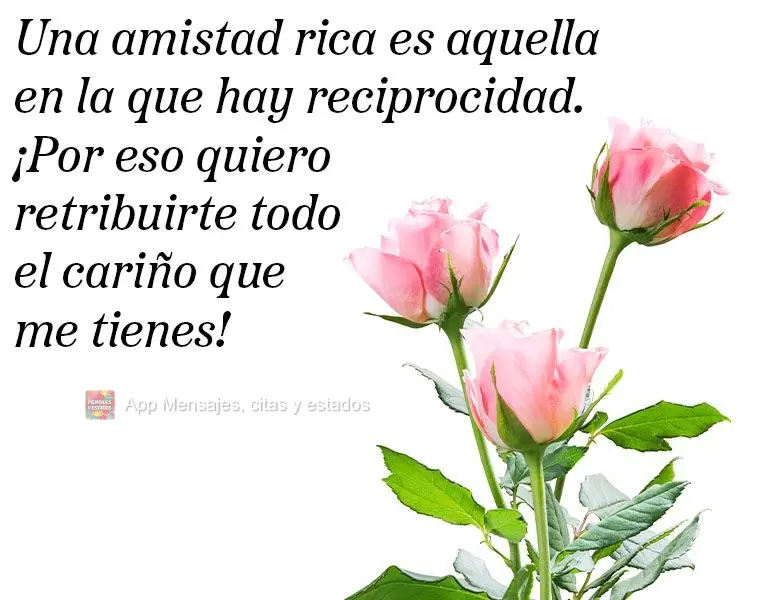 Una amistad rica es aquella en la que hay reciprocidad. ¡Por eso quiero retribuirte todo el cariño que me tienes!