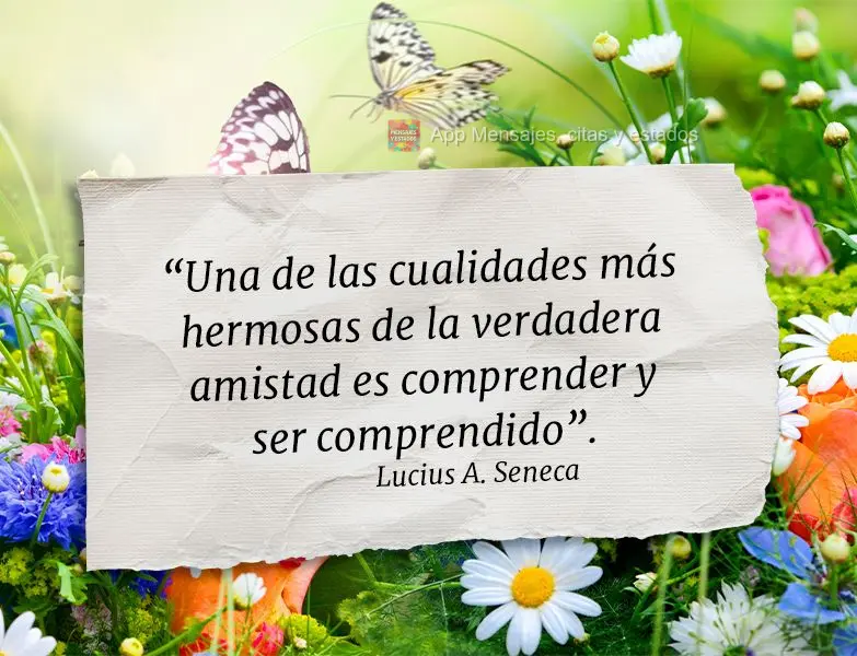 “Una de las cualidades más hermosas de la verdadera amistad es comprender y ser comprendido”.  Lucius Annaeus Seneca