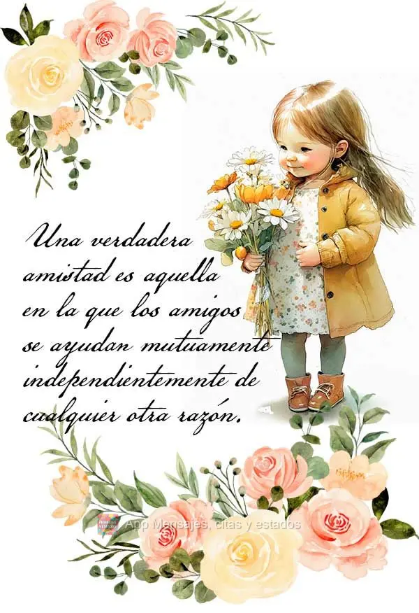 Una verdadera amistad es aquella en la que los amigos se ayudan mutuamente independientemente de cualquier otra razón.