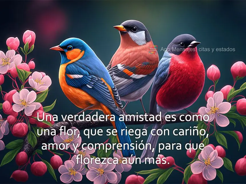 Una verdadera amistad es como una flor, que se riega con cariño, amor y comprensión, para que florezca aún más.