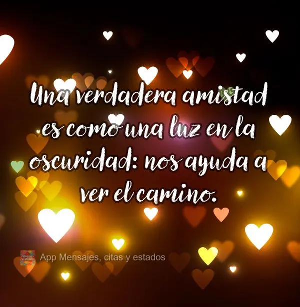 Una verdadera amistad es como una luz en la oscuridad: nos ayuda a ver el camino.