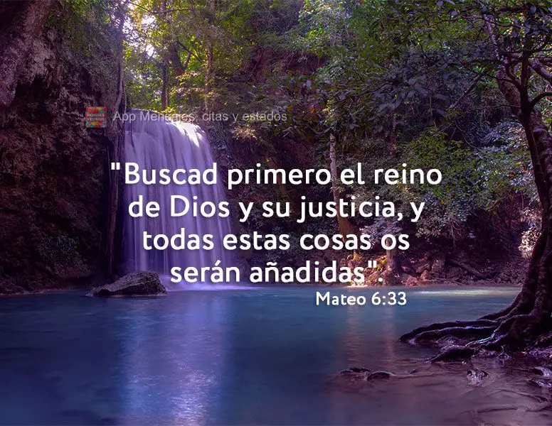 "Buscad primero el reino de Dios y su justicia, y todas estas cosas os serán añadidas". Mateo 6:33