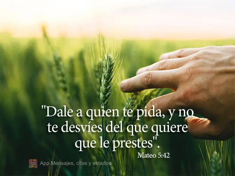 "Dale a quien te pida, y no te desvíes del que quiere que le prestes". Mateo 5:42