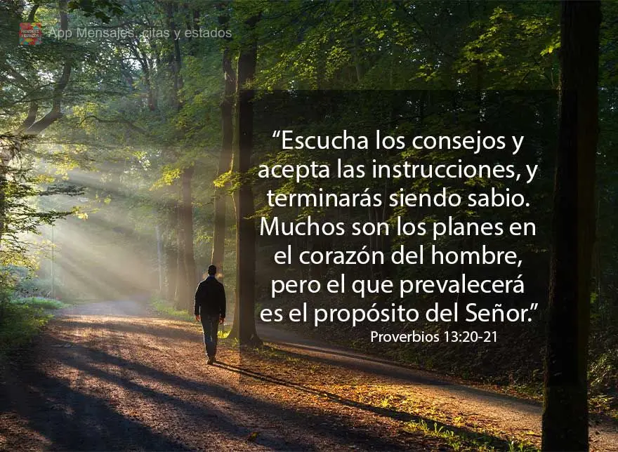 “Escucha los consejos y acepta las instrucciones, y terminarás siendo sabio. Muchos son los planes en el corazón del hombre, pero el que prevalecerá...