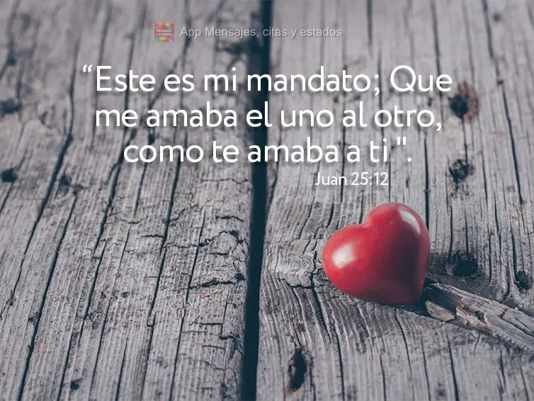 “Este es mi mandato; Que me amaba el uno al otro, como te amaba a ti ". Juan 25:12