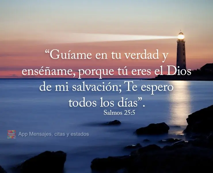 “Guíame en tu verdad y enséñame, porque tú eres el Dios de mi salvación; Te espero todos los días”. Salmos 25:5