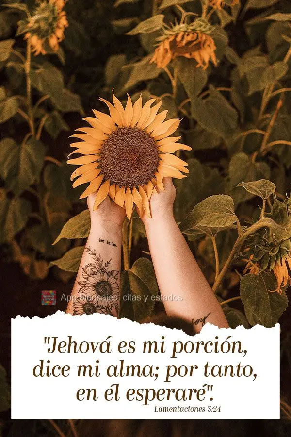 "Jehová es mi porción, dice mi alma; por tanto, en él esperaré". Lamentaciones 3:24