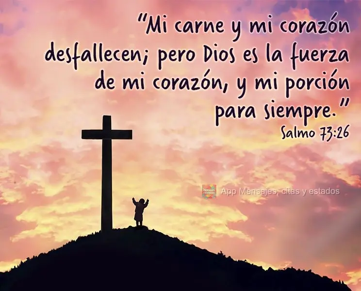 “Mi carne y mi corazón desfallecen; pero Dios es la fuerza de mi corazón, y mi porción para siempre ”. Salmo 73:26