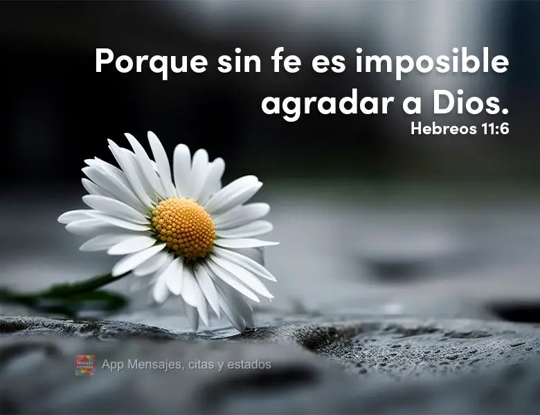 Porque sin fe es imposible agradar a Dios. Hebreos 11:6