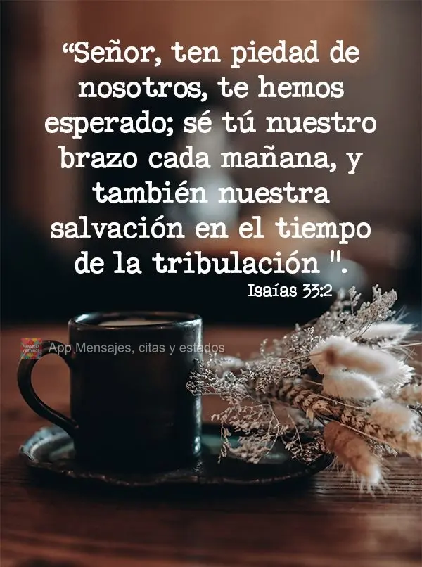 “Señor, ten piedad de nosotros, te hemos esperado; sé tú nuestro brazo cada mañana, y también nuestra salvación en el tiempo de la tribulación "...