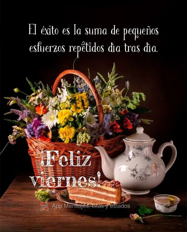 El éxito es la suma de pequeños esfuerzos repetidos día tras día. ¡Feliz viernes!