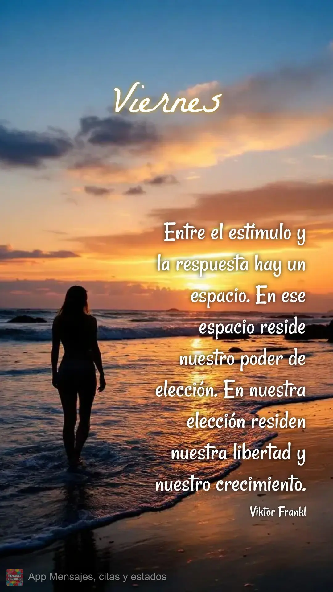 Entre el estímulo y la respuesta hay un espacio. En ese espacio reside nuestro poder de elección. En nuestra elección residen nuestra libertad y nuest...