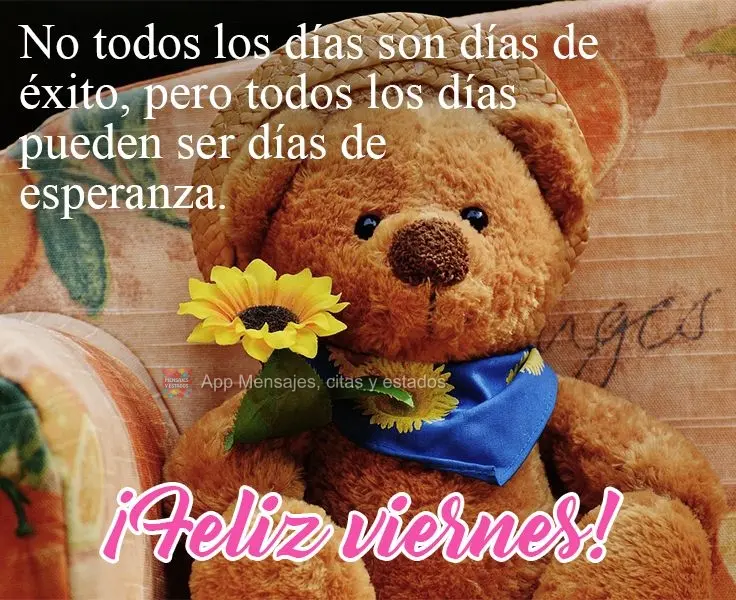 No todos los días son días de éxito, pero todos los días pueden ser días de esperanza. ¡Feliz viernes!