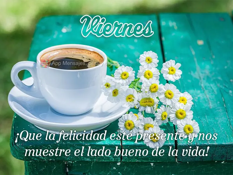 ¡Que la felicidad esté presente y nos muestre el lado bueno de la vida! Viernes