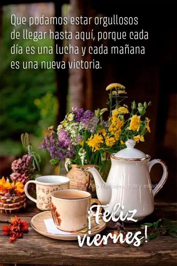 Que podamos estar orgullosos de llegar hasta aquí, porque cada día es una lucha y cada mañana es una nueva victoria. ¡Feliz viernes!