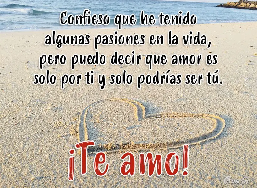 Confieso que he tenido algunas pasiones en la vida, pero puedo decir que amor es solo por ti y solo podrías ser tú. ¡Te amo!