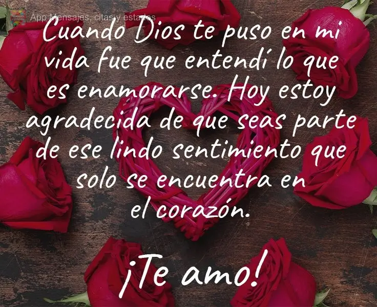 Cuando Dios te puso en mi vida fue que entendí lo que es enamorarse. Hoy estoy agradecida de que seas parte de ese lindo sentimiento que solo se encuent...