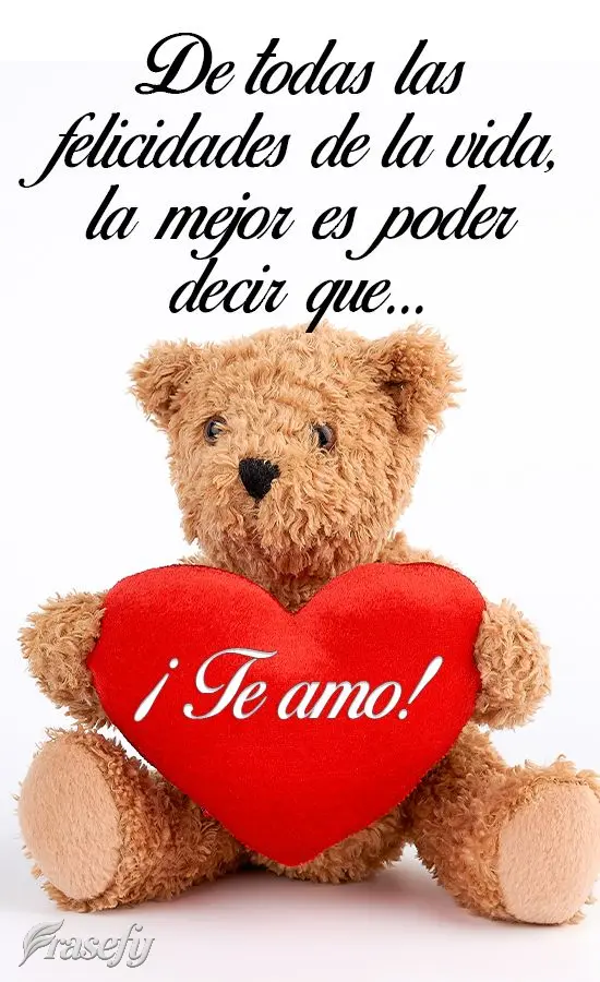 De todas las felicidades de la vida, la mejor es poder decir que... ¡Te amo!