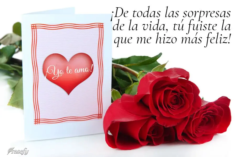 ¡De todas las sorpresas de la vida, tú fuiste la que me hizo más feliz! ¡Yo te amo!