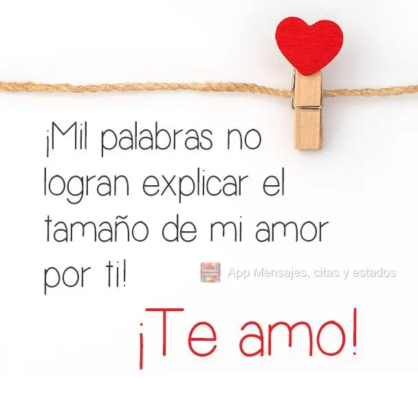 ¡Mil palabras no logran explicar el tamaño de mi amor por ti! ¡Te amo!