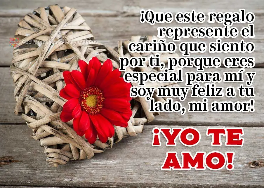 ¡Que este regalo represente el cariño que siento por ti, porque eres especial para mí y soy muy feliz a tu lado, mi amor! ¡Yo te amo!