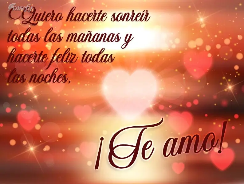 Quiero hacerte sonreír todas las mañanas y hacerte feliz todas las noches. ¡Te amo!