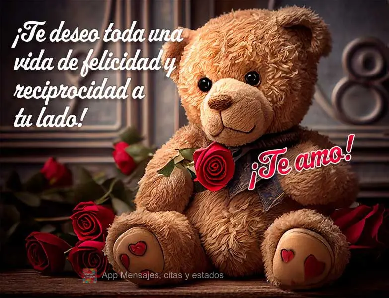 ¡Te deseo toda una vida de felicidad y reciprocidad a tu lado! ¡Te amo!